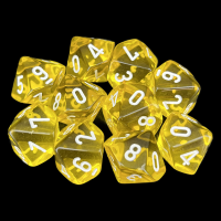 Chessex Translucent Yellow & White 10 x D10 Dice Set