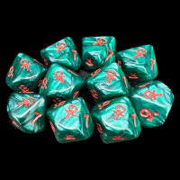 D&G Pearl Green & Red Ankh 10 x D10 Dice Set