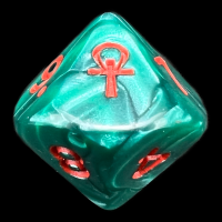 D&G Pearl Green & Red Ankh D10 Dice