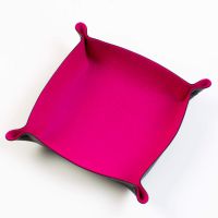 Folding Merino Dice Tray - Hot Pink