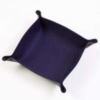 Folding Merino Dice Tray - Midnight Blue