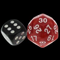 TDSO Pearl Red &amp; White Spindown  / Countdown 25mm D30 Dice