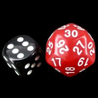 TDSO Opaque Red &amp; White Spindown  / Countdown 25mm D30 Dice
