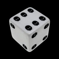 TDSO Opaque White & Black Skull Dice of Death D6 Spot Dice