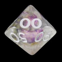 TDSO Encapsulated Flower Violet & White Percentile Dice