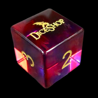 TDSO Tri Colour Glass Red Blue &amp; Clear with Engraved Numbers Precious Gem D6 Logo Spot Dice TEST PRODUCTION