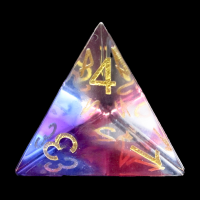 TDSO Tri Colour Glass Red Blue &amp; Clear with Engraved Numbers Precious Gem D4 Dice TEST PRODUCTION