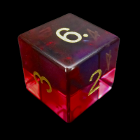 TDSO Tri Colour Glass Red Blue &amp; Clear with Engraved Numbers Precious Gem D6 Dice TEST PRODUCTION