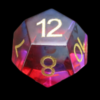 TDSO Tri Colour Glass Red Blue &amp; Clear with Engraved Numbers Precious Gem D12 Dice TEST PRODUCTION