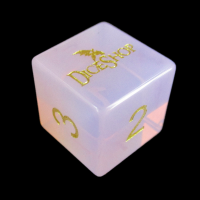 TDSO Opalite Pink with Engraved Numbers Precious Gem D6 Logo Spot Dice TEST PRODUCTION