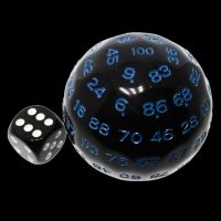 TDSO Cannonball Opaque Black & Blue HUGE 50mm D100 Dice