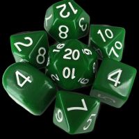 Role 4 Initiative Opaque Dark Green & White 7 Dice Polyset with Arch D4