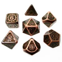 TDSO Metal Gears Copper & Amber Mica 7 Dice Polyset