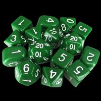 Role 4 Initiative Opaque Dark Green & White 15 Dice Polyset with Arch D4s