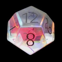 TDSO Zircon Glass Rainbow Engraved Black Numbers Precious Gem D12 Dice