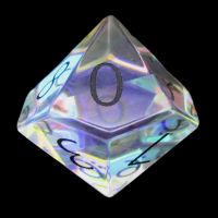 TDSO Zircon Glass Rainbow Engraved Black Numbers Precious Gem D10 Dice