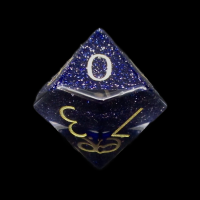 TDSO Fused Goldstone Blue &amp; Zircon Diamond with Gold Gemstone D10 Dice