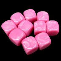 TDSO Pearl Blank Pink 16mm 10 x D6 Dice Set
