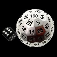 TDSO Metal Cannonball Pearl Silver HUGE 55mm D100 Dice