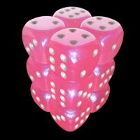 Chessex Borealis Pink &amp; Silver Luminary 12 x D6 Dice Set