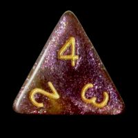 TDSO 'Phoenix' Multi Glitter Black Gold & Purple D4 Dice