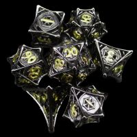 TDSO Metal Hollow Spider Web Black & Gold 7 Dice Polyset