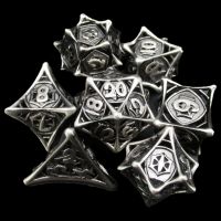 TDSO Metal Hollow Spider Web Silver 7 Dice Polyset