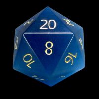 TDSO Cats Eye Aquamarine with Gold Engraved Numbers Precious Gem D20 Dice