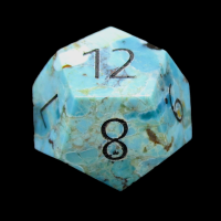 TDSO Turquoise Natural Stabilised with Engraved Numbers 16mm Precious Gem D12 Dice