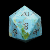 TDSO Turquoise Natural Stabilised with Engraved Numbers 16mm Precious Gem D20 Dice