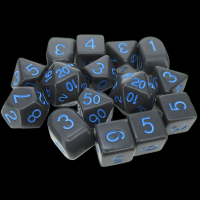 Role 4 Initiative Opaque Dark Grey & Light Blue 15 Dice Polyset with Arch D4s