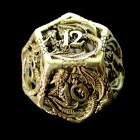 TDSO Metal Hollow Dragon Gold D12 Dice