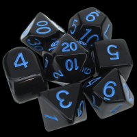 Role 4 Initiative Opaque Black & Light Blue 7 Dice Polyset with Arch D4
