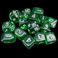 Role 4 Initiative Translucent Dark Green & White 15 Dice Polyset with Arch D4s