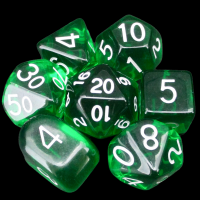 Role 4 Initiative Translucent Dark Green & White 7 Dice Polyset with Arch D4
