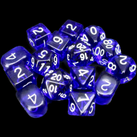 Role 4 Initiative Translucent Dark Blue & White 15 Dice Polyset with Arch D4s