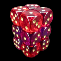 Chessex Gemini Translucent Red & Violet 12 x D6 Dice Set