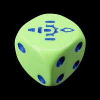 CLEARANCE Opaque Lime Green & Blue Firefly D6 Spot Dice OOP