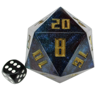 TDSO Hand Finished Sharp Edge Red &amp; Teal With Gold Ink MASSIVE 55mm D20 Dice