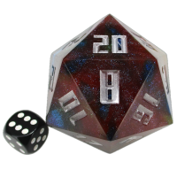 TDSO Hand Finished Sharp Edge Red &amp; Teal With Silver Ink MASSIVE 55mm D20 Dice