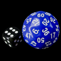 The Dice Lab Opaque Blue & White 38mm Deltoidal D60 Dice