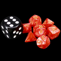 TDSO Pearl Red & Gold MINI 10mm 7 Dice Polyset
