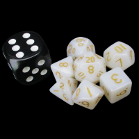 TDSO Pearl White & Gold MINI 10mm 7 Dice Polyset