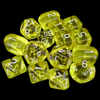 Role 4 Initiative Translucent Yellow & White 15 Dice Polyset with Arch D4s