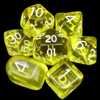 Role 4 Initiative Translucent Yellow & White 7 Dice Polyset with Arch D4