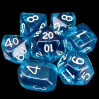 Role 4 Initiative Translucent Peacock Blue 7 Dice Polyset with Arch D4