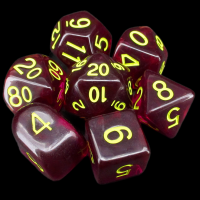 Role 4 Initiative Translucent Dark Purple & Yellow 7 Dice Polyset with Arch D4
