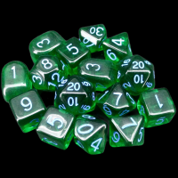 Role 4 Initiative Translucent Dark Green & Blue 15 Dice Polyset with Arch D4s