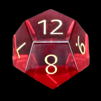 TDSO Zircon Glass Ruby with Engraved Numbers 16mm Precious Gem D12 Dice