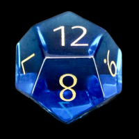 TDSO Zircon Glass Sapphire with Engraved Numbers 16mm Precious Gem D12 Dice